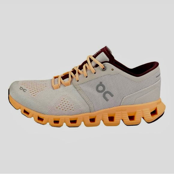 On Running Shoes - On Running Cloud X Gray Peach Knit Mesh Lightweight Training Women’s Sneakers, 8